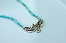 Load image into Gallery viewer, Thunderbird Necklace in Sterling silver with Turquoise Beads - E
