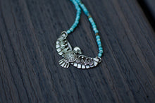Load image into Gallery viewer, Thunderbird Necklace in Sterling silver with Turquoise Beads - E