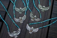 Load image into Gallery viewer, Thunderbird Necklace in Sterling silver with Turquoise Beads - E