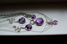 Load image into Gallery viewer, Trapiche Amethyst Necklace Talisman with Snake Design - B