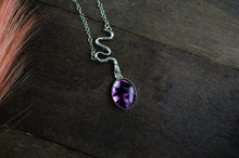 Load image into Gallery viewer, Trapiche Amethyst Necklace Talisman with Snake Design - B