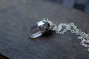 Phantom Quartz Neclace with Pink Swarovski Crystal
