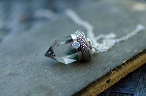 Garden Quartz with White Swarovski Crystal Pendant