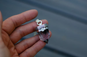 Garden Quartz with White Swarovski Crystal Pendant