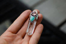 Load image into Gallery viewer, Clear Quartz Pendant with Strawberry Quartz and Turquoise