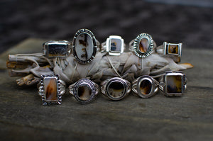 Dendritic Agate Ring in Sterling Silver - Size 8