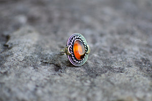 Amber Lunar Ring - Size 8.5