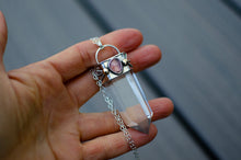 Load image into Gallery viewer, Clear Quartz and Strawberry Quartz Sterling Silver Talisman