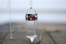 Load image into Gallery viewer, Clear Quartz and Strawberry Quartz Sterling Silver Talisman