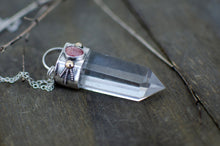 Load image into Gallery viewer, Clear Quartz and Strawberry Quartz Sterling Silver Talisman