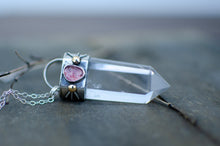 Load image into Gallery viewer, Clear Quartz and Strawberry Quartz Sterling Silver Talisman