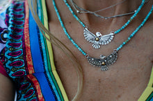 Load image into Gallery viewer, Thunderbird Sterling Silver Necklace with Turquoise Beads - A