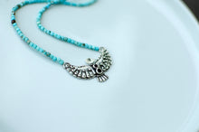 Load image into Gallery viewer, Thunderbird Sterling Silver Necklace with Turquoise Beads - A