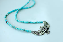 Load image into Gallery viewer, Thunderbird Sterling Silver Necklace with Turquoise Beads - A
