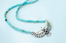 Load image into Gallery viewer, Thunderbird Sterling Silver Necklace with Turquoise Beads - A