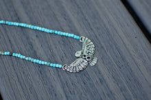 Load image into Gallery viewer, Thunderbird Sterling Silver Necklace with Turquoise Beads - A