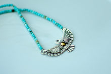 Load image into Gallery viewer, Thunderbird sterling Silver Necklace with Turquoise Beads - B