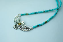 Load image into Gallery viewer, Thunderbird sterling Silver Necklace with Turquoise Beads - B