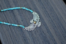 Load image into Gallery viewer, Thunderbird sterling Silver Necklace with Turquoise Beads - B