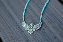 Load image into Gallery viewer, Thunderbird sterling Silver Necklace with Turquoise Beads - B