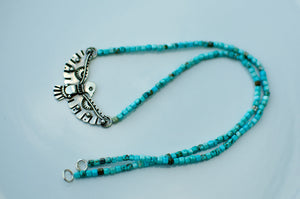 Thunderbird Sterling Silver Necklace with Turquoise Beads - C