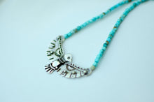 Load image into Gallery viewer, Thunderbird Sterling Silver Necklace with Turquoise Beads - C