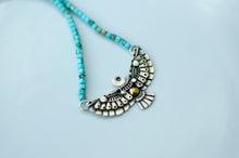 Load image into Gallery viewer, Thunderbird Sterling Silver Necklace with Turquoise Beads - D
