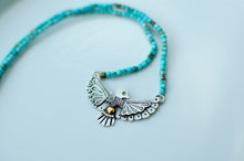 Load image into Gallery viewer, Thunderbird Necklace in Sterling Silver with Turquoise Beads - F
