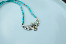 Load image into Gallery viewer, Thunderbird Necklace in Sterling Silver with Turquoise Beads - F