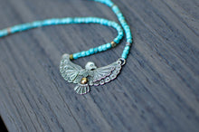 Load image into Gallery viewer, Thunderbird Necklace in Sterling Silver with Turquoise Beads - F