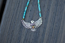 Load image into Gallery viewer, Thunderbird Necklace in Sterling Silver with Turquoise Beads - F