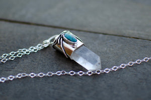 Clear Quartz with Hubei Turquoise Talisman
