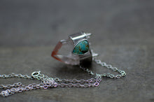 Load image into Gallery viewer, Pink Scarlet Temple Lemurian Quartz and Turquoise Pendant