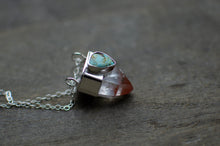 Load image into Gallery viewer, Pink Scarlet Temple Lemurian Quartz and Turquoise Pendant