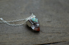 Load image into Gallery viewer, Pink Scarlet Temple Lemurian Quartz and Turquoise Pendant