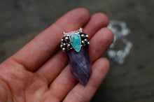 Load image into Gallery viewer, Amethyst Crystal Pendant with Turquoise