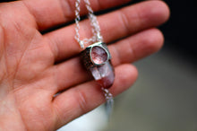 Load image into Gallery viewer, Pink Scarlet Lemurian Quartz with Strawberry Quartz Pendant