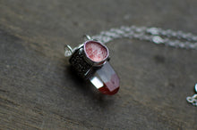 Load image into Gallery viewer, Pink Scarlet Lemurian Quartz with Strawberry Quartz Pendant