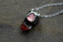 Load image into Gallery viewer, Pink Scarlet Lemurian Quartz with Strawberry Quartz Pendant