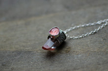 Load image into Gallery viewer, Pink Scarlet Lemurian Quartz with Strawberry Quartz Pendant