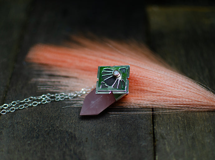 Rose Quartz Crystal Point with Opal - Talisman G