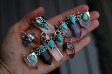 Load image into Gallery viewer, Phantom Quartz and Royston Turquoise Pendant