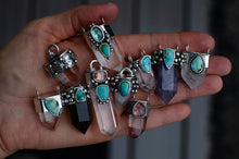 Load image into Gallery viewer, Smoky Quartz and Turquoise Sterling Silver Pendant