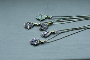 Hamsa Sterling Silver Necklace (CHOOSE DESIGN BELOW DESCRIPTION)