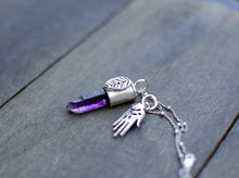 Load image into Gallery viewer, Brandberg Amethyst Spooky Hand Charm Necklace
