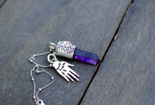 Load image into Gallery viewer, Brandberg Amethyst Spooky Hand Charm Necklace