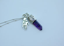 Load image into Gallery viewer, Brandberg Amethyst Spooky Hand Charm Necklace