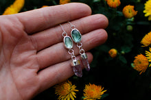 Load image into Gallery viewer, Mint Kyanite and Amethyst Threader Earrings - A