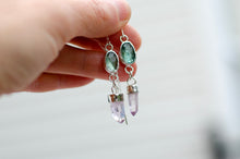 Load image into Gallery viewer, Mint Kyanite and Amethyst Threader Earrings - A