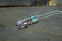 Load image into Gallery viewer, Mint Kyanite and Amethyst Threader Earrings - B